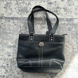 Coach Y2K Black Leather Tote Bag